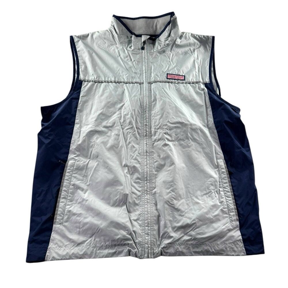 Vineyard Vines Nor'Easter Performance Vest Mens XL Two Tone Gray Navy Full Zip